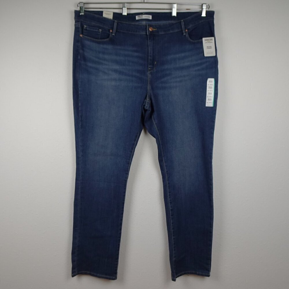 Levi Strauss Signature Jeans Women's Plus Size 26 Blue Stretch Denim Straight